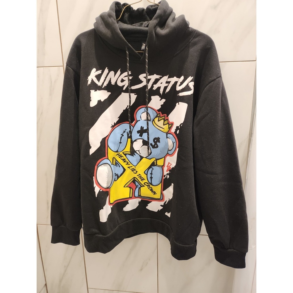 RGSTR,Mens,Black Hoodie,King Status, Streetwear"Heavy Lies The Crown" Size Large